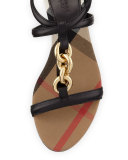 Reasonson Leather T-Strap Sandal, Black