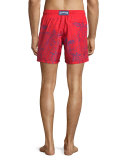 Mahina Bubble-Print Turtle Swim Trunks, Poppy