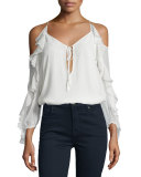 The Flowers in the Sun Silk Cold-Shoulder Blouse, Ivory