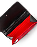 Macaron Spiked Flap Wallet, Black