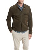 Suede Trucker Jacket, Olive