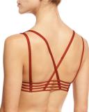 Jaydah Strappy Braided Bralette Swim Top, Metallic Orange 