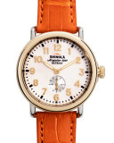 Runwell Golden Watch with Orange Alligator Strap, 38mm