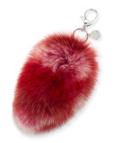 Fox-Fur Tail Charm for Handbag, Red/Multi