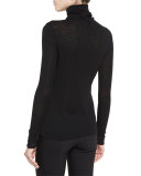 Cowl Turtleneck Knit Sweater, Black
