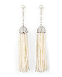 Seed Pearl and Diamond Tassel Earrings