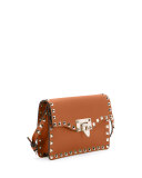 Small Rockstud Flap Crossbody Bag, Tan