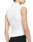 Stretch-Poplin Shirtwaist Blouse