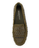 Uma Studded Suede Loafer, Pine