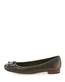 Shoestring Snake-Embossed Ballerina Flat, Auburn Shadow