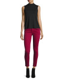 Casey Frayed Low-Rise Super-Skinny Jeans, Merlot