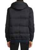 Quilted Down-Filled Hooded Parka, Black