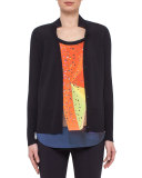 Rock Climbing Wool Cardigan w/Abstract Back, Navy