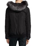 Down Bomber Jacket w/Fox Fur Trim