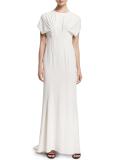 Short-Sleeve Pintuck Gown, Magnolia