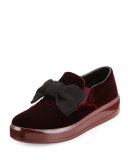 Bow Velvet Skate Sneaker, Maroon