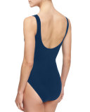 Ring Zip V-Neck Underwire One-Piece Swimsuit