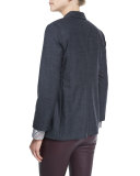 Prince of Wales One-Button Blazer, Graphite
