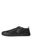 Leather/Canvas Low-Top Sneaker, Black