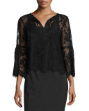 Calista Sheer Lace Blouse, Black