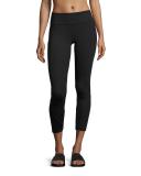 Shine Vee Paneled Capri Leggings, Black