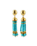 Clip-On Turquoise Beaded Tassel Earrings