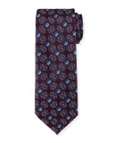 Deco Circles Woven Silk Tie, Purple
