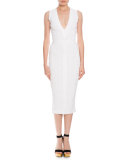 Sleeveless V-Neck Jacquard Midi Dress