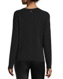 Polka-Dot Intarsia Cardigan, Black