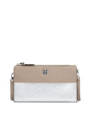 Perry Colorblock Wallet Crossbody Bag, French Gray/Silver