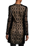 Long-Sleeve Velvet Lace Tunic, Black