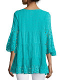 Bell-Sleeve Eyelet Tiered Tunic