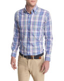 Plaid Long-Sleeve Sport Shirt, Purple