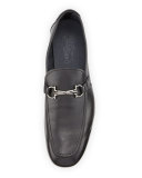 Nowell Textured Calfskin Gancini Driver, Black