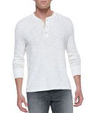 Slub-Knit Basic Henley, White 