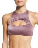 Liquid By Luxe Twisted High-Neck Swim Top