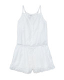 Sleeveless Floral Eyelet Romper, White, Size 2T-4T
