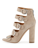 Evie Suede Multi-Buckle Sandal, Sand