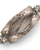 Grand Medium Python-Embossed Shoulder Bag, Beige