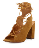 Babies Suede Lace-Up Sandal, Tan