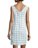 Brooklyn Sleeveless Lace Sheath Dress, White/Mint
