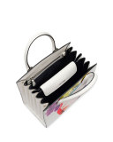 Printed Medium Top-Handle Satchel Bag, White (Talco)