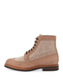 Suede & Felt Lace-Up Hiking Boot