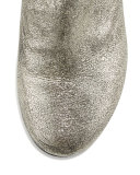 Metallic Leather Chunky-Heel Bootie, Platinum