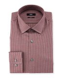 Jenno Slim-Fit Tonal-Herringbone Dress Shirt, Burgundy