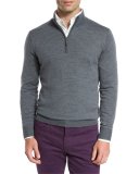 Striped Quarter-Zip Sweater, Charcoal