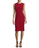 Sadie Sleeveless Stretch Crepe Sheath Dress, Oxblood