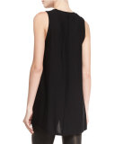 Karma Crewneck High-Low Muscle Tank, Black