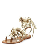 Blossom Leather Gladiator Sandal, Gold