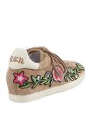 Gull Embroidered Suede Low-Top Sneaker, Coco